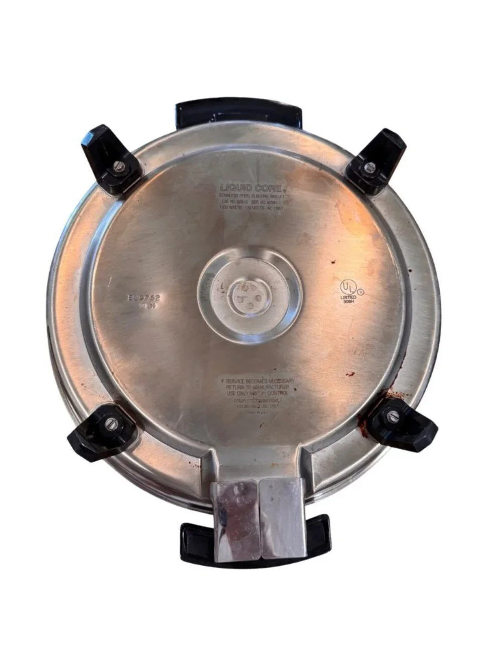 Liquid Core Stainless Steel Electric Skillet W/T Lid & Heat Control Unit Vintage